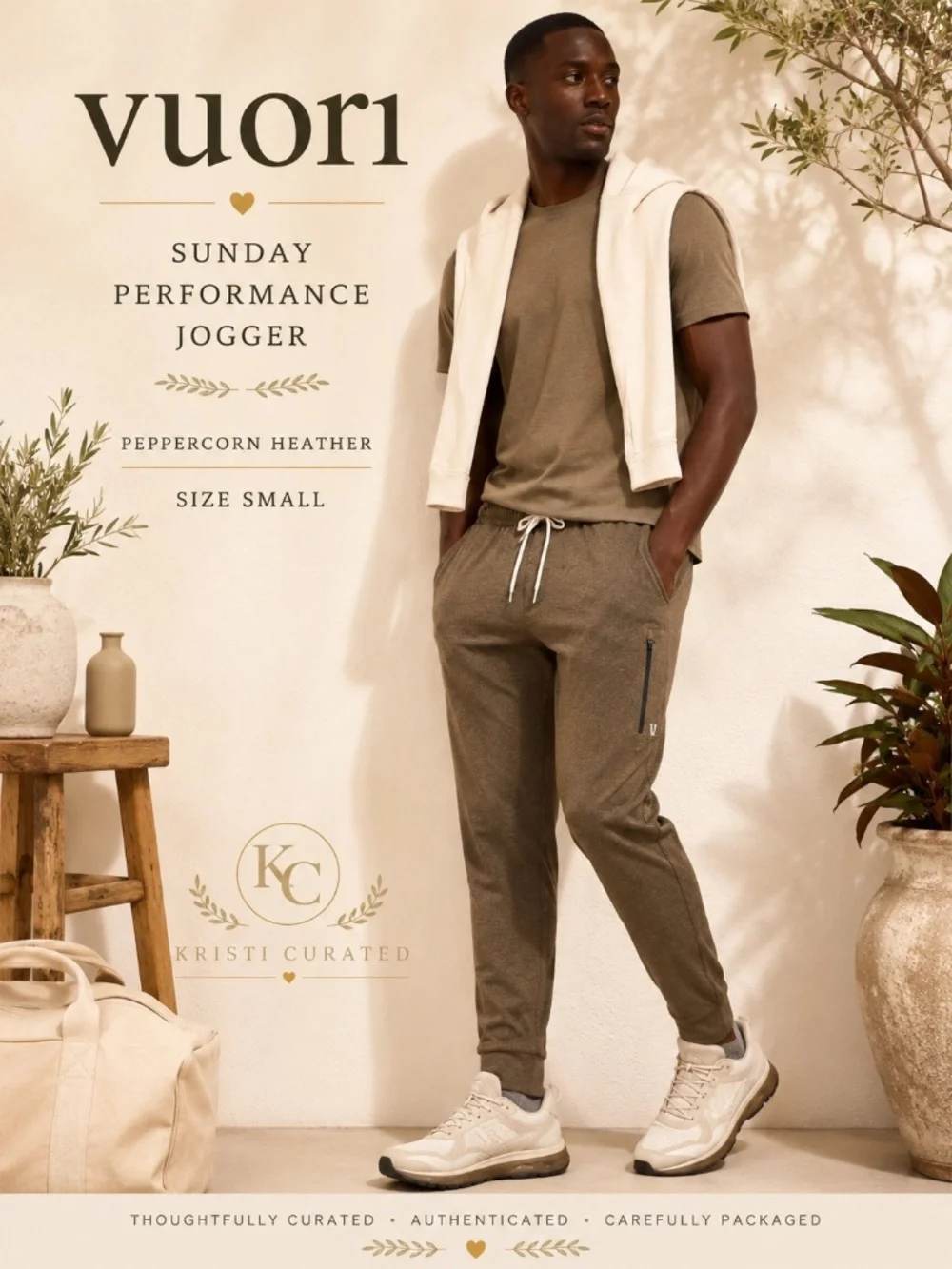 Vuori Sunday Performance Jogger Peppercorn Heather Small NWOT Athletic Pants